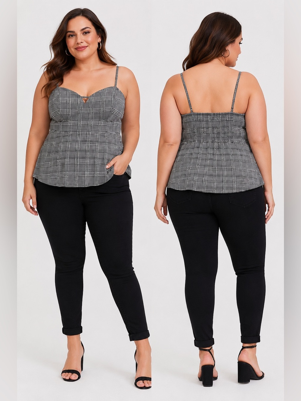NWT Torrid Plaid Bengaline Peplum Cami Bustier Top Size 00